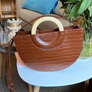 Sézane crocodile purse with wood handle